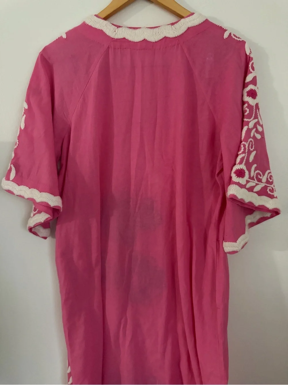 Frances Valentine Peacock Caftan Maxi Dress Women Small Pink Green White